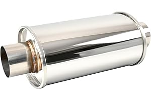 BIGREAT 2.5'' Inch Ultra Quiet Resonator,2.5" Inlet 2.5" Outlet Exhaust Resonator,13.8" Overall Length Performance Muffler Resonator T304 Stainless Steel Universal Fitment