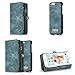 Leather Wallet Phone Case Card Holder Detachable Magnetic Slim Case with Zipper Storage , Blue , For 4.7 inches (iPhone 6/6S)