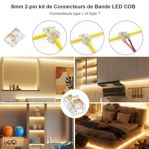 Wefomey 20 m COB LED Strip, Warm White 3000 K Flexible Dimmable 24 V with Remote Control and Power Supply, CRI>90, Width 8 mm, 324 LEDs/M, Warm White LED Strip for Home, Bedroom, Mirror Decorate