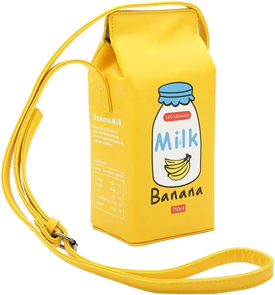 Women PU Leather Cute Milk Box Crossbody Bag Casual Phone Purse