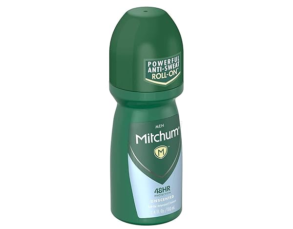 MITCHUM MEN’S ANTIPERSPIRANT DEODORANT, ROLL-ON APPLICATOR, UNSCENTED, 48HR SWEAT & ODOR PROTECTION, QUICK-DRYING FORMULA, DERMATOLOGIST TESTED, 3.4 OZ