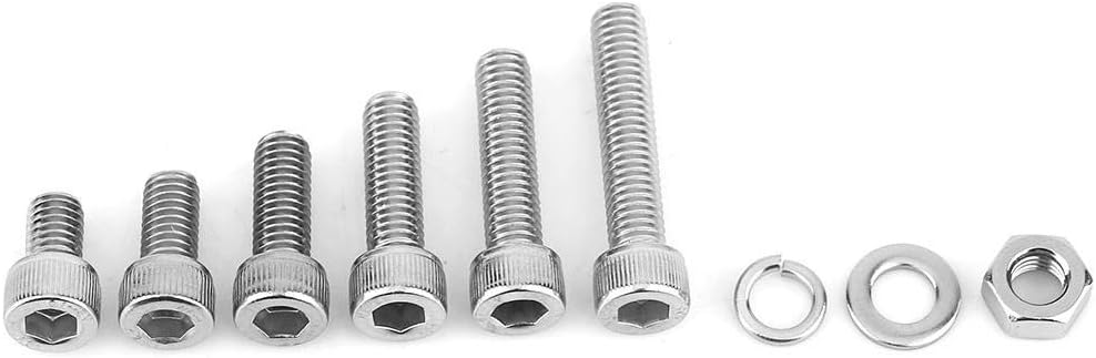 TOPINCN Screws Nuts Washers Set M3/M5/M6/M8 Ss304 Stainless Steel Hex Socket Head Cap Screws With Hex Nut Washers Assortment Kit(M6 120Pcs)
