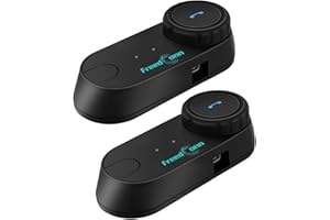 FreedConn Motorcycle Communication System Bluetooth 5.0 Music Sharing T-COMVB Helmet Bluetooth Headset for Motorbike Skiing 2~3 Riders Pairing/ 800M Range/ 2 Pack Changeable Hard/Soft Mic