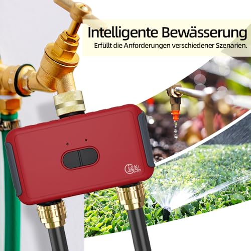 GIEX WiFi Watering Programmer 2 Zones, Intelligent Regulator for Garden Pipes, Compatible with Tuya and Smart Life Apps