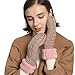 ZORJAR Cable Stripe Thick Plush Knit Winter Warm Mitten Hand Warmer(Light Blush)