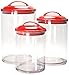 Food Storage Containers, BPA Free Airtight Canisters for Cereal, Pasta, Sugar, Coffee, Flour, Cookies, Loose Tea, for Kitchen Organization, Set of 3 by Reston Lloyd, Red