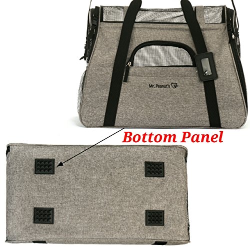 Mr. Peanut's Airline Approved Soft Sided Pet Carrier, Two-Tone Luxury Travel Tote with Fleece Bedding,, Under Seat Compatibility, Perfect for Cats and Small Dogs (Medium, Charcoal Ash) - Thumbnail 3