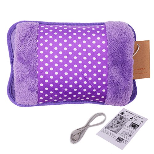 WITERY Hand Warmer Portable Rechargeable Electric Heat/Hot Water Bag with Soft Velvet Cover - Ideal For Warm Your Hands/Pain Relief/Muscle Relaxation & Comfort Use and As Pillow Purple - Thumbnail 7