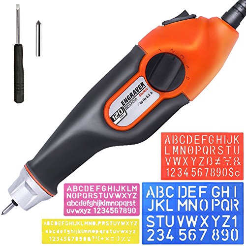 DIY Electric Engraver Carving Kit includes Replaceable Tungsten Carbide Steel Bits, Letter and Number Templat - Thumbnail 5