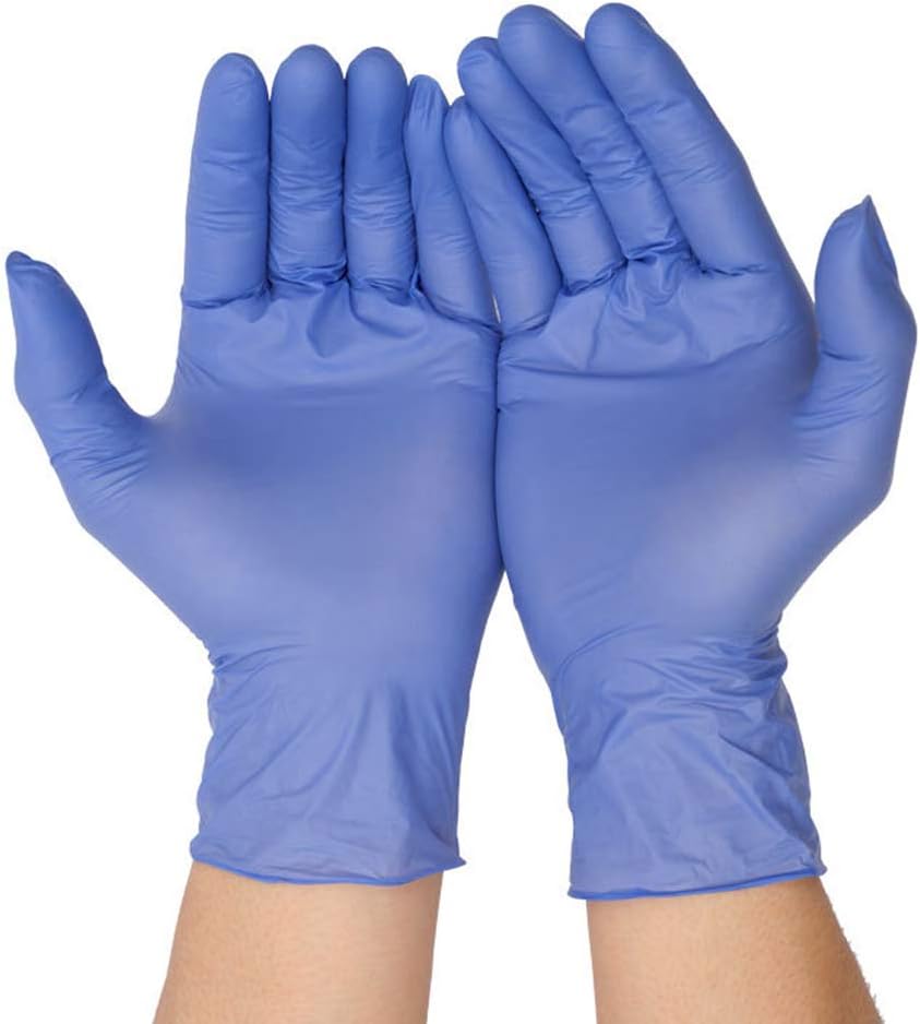 100pcs Blue Nitrile Glove Disposable Powder Free Latex Free Protective Gloves Household Cleaning (Blue, M)