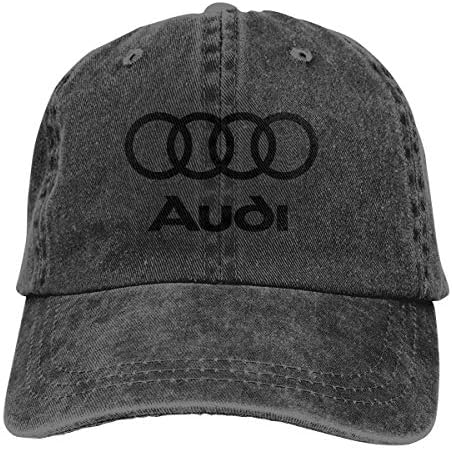 LianLiYa Men Women's Vintage Adjustable Dad-Hat Audi Logo Strapback Cap, Black