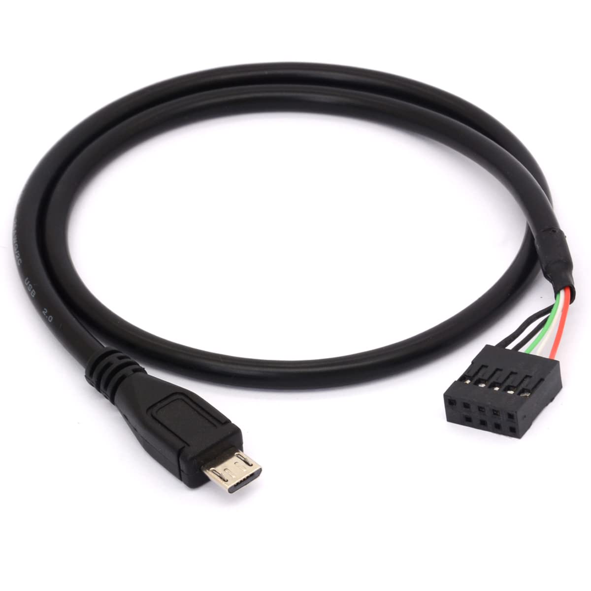 Tomost 9 Pin USB Motherboard Female Header to Micro USB Male Adapter Dupont Extender Cable,Micro Male to 10Pin Female USB Dupont Cord (50 cm /1.6 FT)