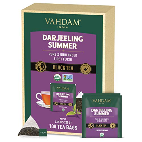 VAHDAM, Darjeeling Schwarz Tee (100 Teebeutel) Mittleres Koffein Tee | 100% Reine Unvermischte Darjeeling Teebeutel Aus Indien | Brau HeiÃ, Eis oder Kombucha Tee
