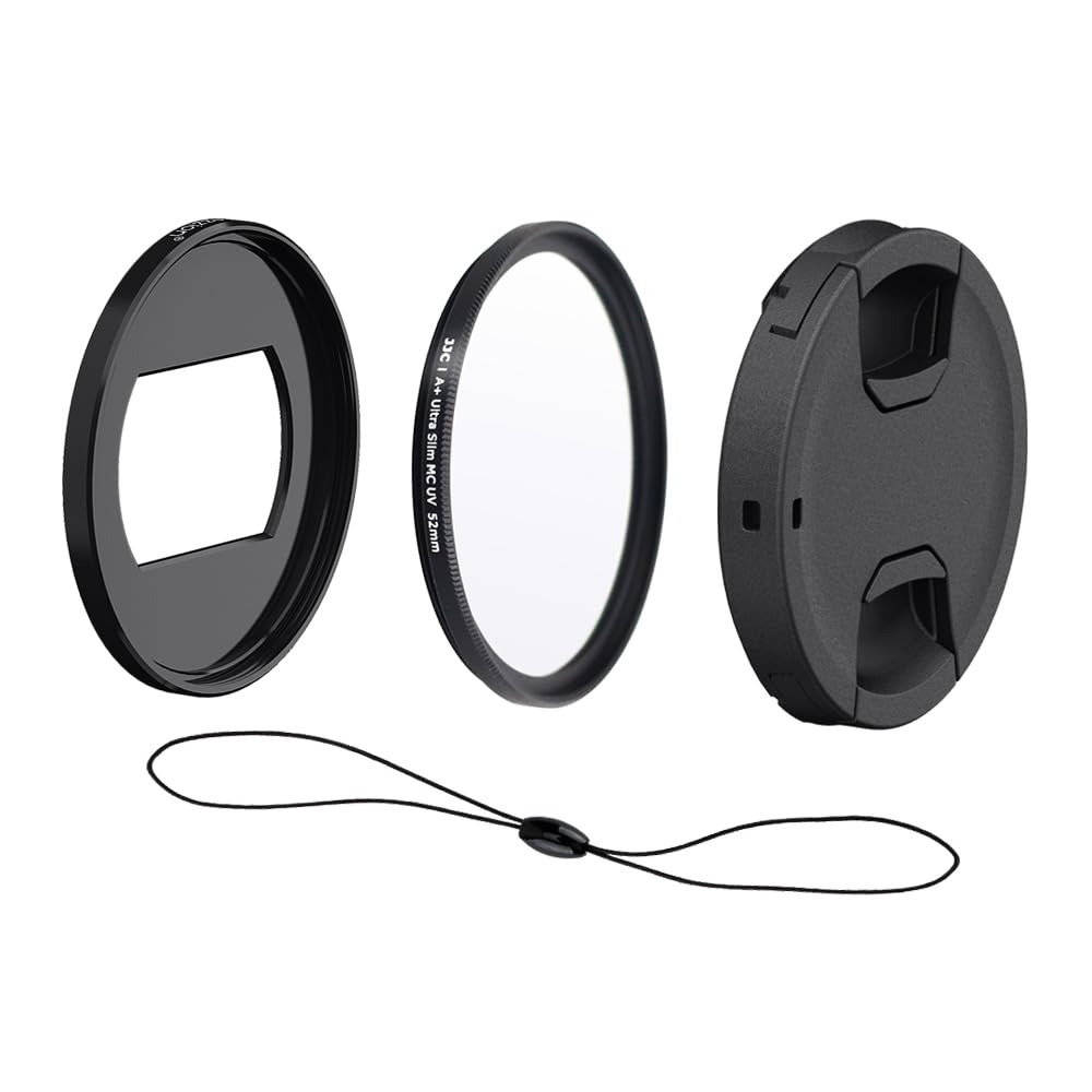 4-Piece Lens Adapter Kit for Canon Powershot G5XII & for Sony ZV-1II ZV-1 RX100VI RX100VII RX100M6 RX100M7 (Filter Adapter/UV Filter/Lens Cap/Cap String)