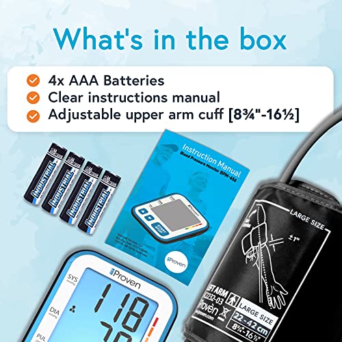 IPROVEN Upper Arm Blood Pressure Cuff, Easy to Use, Backlit Display