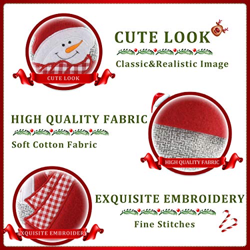 WEWILL 18’’ Gray Felt Christmas Stockings Red Cuff Set of 3 Embroidered Snowman Reindeer Santa Claus with Candy Cane Gift Bag Xmas Stockings Home Holiday Decoration