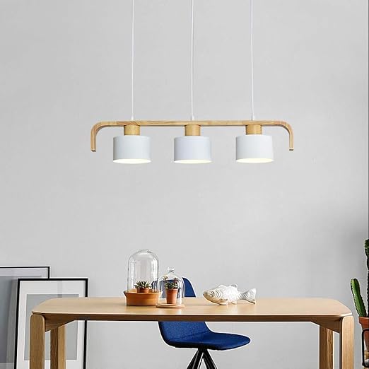 Zmh Pendelleuchte Hangeleuchte Esstisch 3 Flammig Pendellampe Holz Und Metall Hangeleuchte Retro E27 Leuchtmittel Fur Esszimmer Weiss 3 Flammig Amazon De Beleuchtung