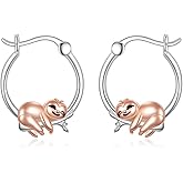Vadmans Animal Hoop Earrings Sterling Silver Sloth/Snake Hoop Earrings Cute Animal Jewelry Gifts for Women