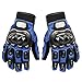 Tonsiki Carbon Fiber Motorcycle Motorbike Cycling Racing Full Finger Gloves (Blue, XL)