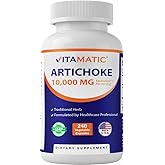 Vitamatic Artichoke Extract Vegetable Capsules 1000mg 240 Count - 10:1 Extract 1000 mg - Non-GMO, Gluten Free Supplement - Made in The USA