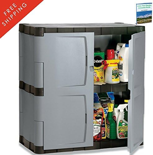 Outdoor Storage Shed With Floor And Shelves Lockable Resin Double Door Cabinet With Shelf Storage For Deck Multifunctional Patio Garden Outside Yard Poolside Cushion Storing And eBook By NAKSHOP