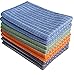 Gryeer Bamboo and Microfiber Kitchen Towels - 8 Pack (2 Cool Gray, 2 Blue, 2 Green, 2 Orange) - Super Soft, Absorbent Dish Towels, 18 x 26 Inch