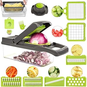 FUKTSYSM Mandolin Slicer - Newest Design Vegetable Chopper, 15 in 1 Mandoline Slicer Adjustable Vegetable Cutter…