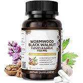 16-in-1 Black Walnut Wormwood Capsules, 30 Day Supply, 1155mg Serving, Rapid Gut Cleanse & Digestive Health with Clove Garlic Turmeric, Liposomal Delivery 98% Absorption, Vegan Gluten-Free
