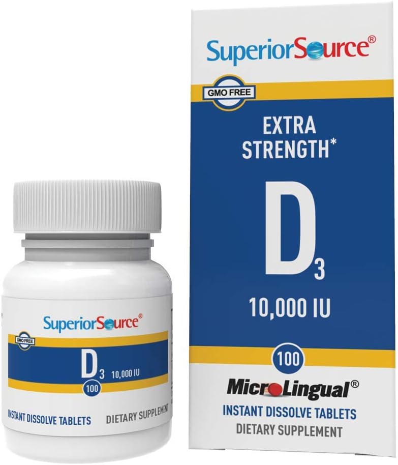 Superior Source Vitamin D3 10,000 IU Sublingual Tablets - Vitamin D Supplement Quick Dissolve Melts - 100 Count: Health & Personal Care