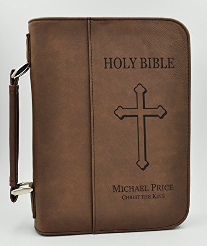 Custom Bible Cover | Holy Bible Cover with Cross | Personalized - Dark Brown