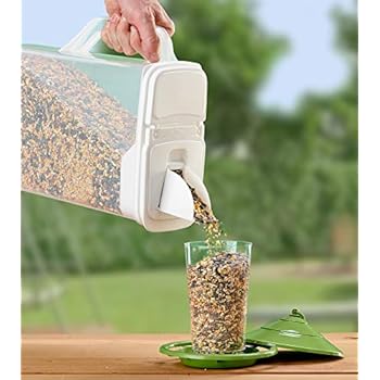 Buddeez 8QtPet Food / Bird Seed Storage Container and Dispenser - Flip Lid /Pour Spout with Durable Handle