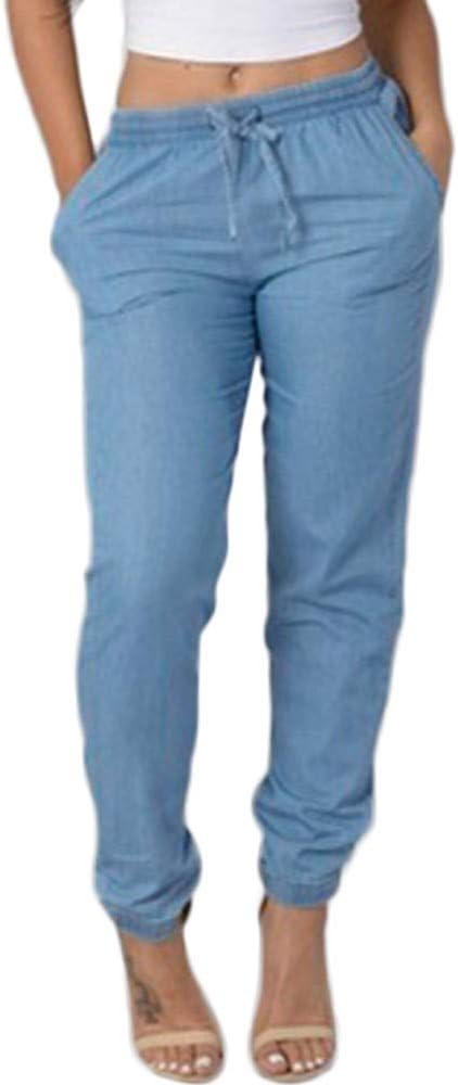 Women's Trousers Elastic Casual Pants High Waist Jeans Casual Solid Color Jeans
