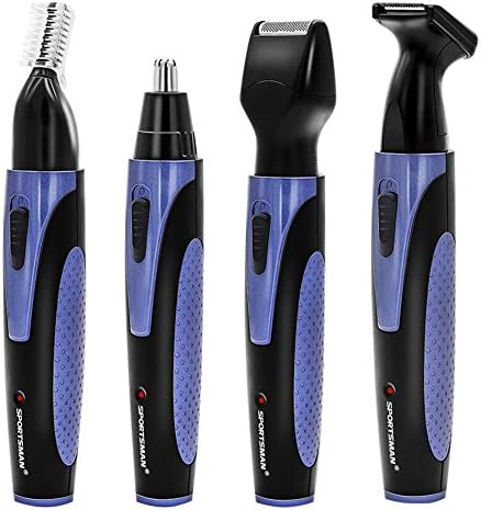 Nose Hair Trimmer, Wet/Dry Nose Hair Clipper, 4 in 1 USB Rechargeable Waterproof Nose Hair Trimmer for Beard/Eyebrow/Ear 360 Degree Shaver Razor Facial Portable Grooming Kit (Blue)
