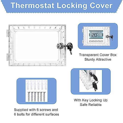 GAESHOW Universal Thermostat Protection, Universal Thermostat Cover with 2 Keys, Transparent Thermostat Lock Box Wall-Cover, Clear Acrylic Lock Box, Wall Mounted