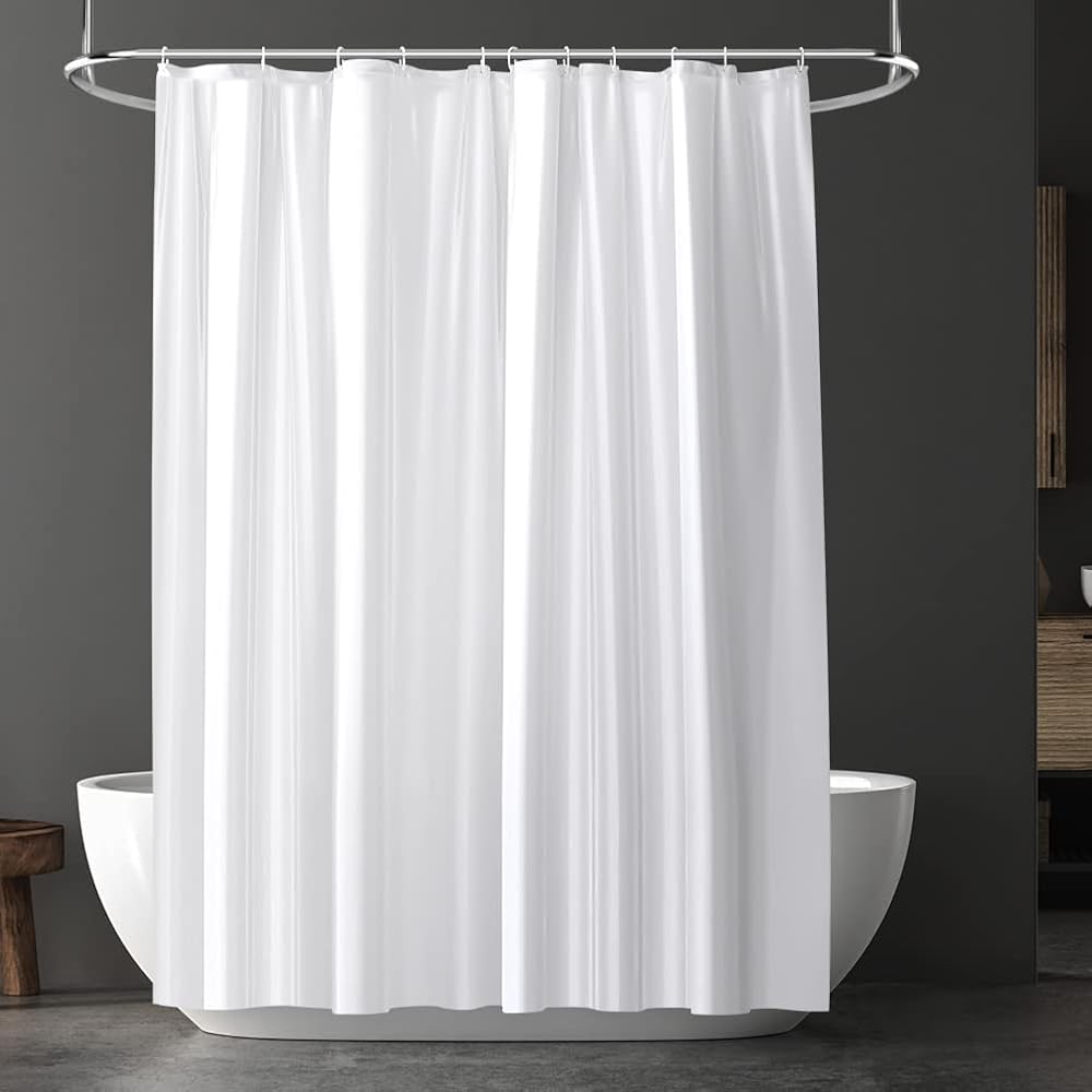 URAQT Shower Curtain 180x180 cm PEVA Waterproof 12 Hooks White