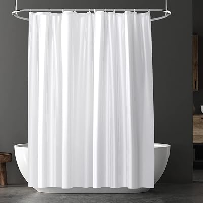 URAQT Shower Curtain 180x180 cm PEVA Waterproof 12 Hooks White