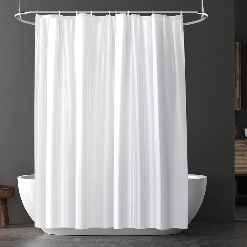 URAQT Shower Curtain 180x180 cm PEVA Waterproof 12 Hooks White