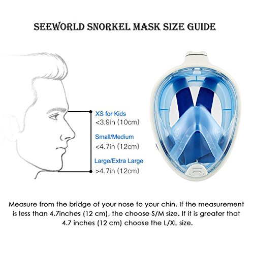 YOOCOOL Full Face Snorkel Mask Foldable 180° Panoramic View Diving Scuba Mask Free Breathing Full Face Snorkeling Mask with Waterproof Phone Bag (Sea Blue, Large/Extra Large) - Thumbnail 5