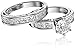 Amazon Collection Platinum-Plated 925 Sterling Silver and AAA Cubic Zirconia Bridal Set