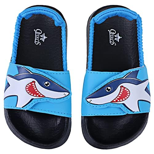 Badelatschen Kinder Jungen Badeschlappen Sommer Hausschuh rutschfest und Leicht Strand Slippers Karikatur Dusch Badeschuhe Weiche Flache Strand Sandalen 27 Blau 8