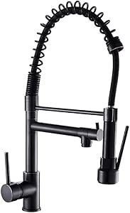 Pull Out spray grifo de la cocina Negro 0RB primavera caño giratorio