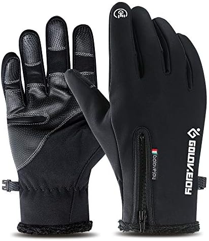 Golovejoy Cycling Gloves Waterproof Touchscreen Windstopper Gloves Winter Warm Gloves for Outdoor Sports Running Riding Ski Climbing Driving Motorbike Gloves Black Men Women