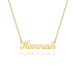 Engraved Hannah Name Necklace - 18K Gold Filled