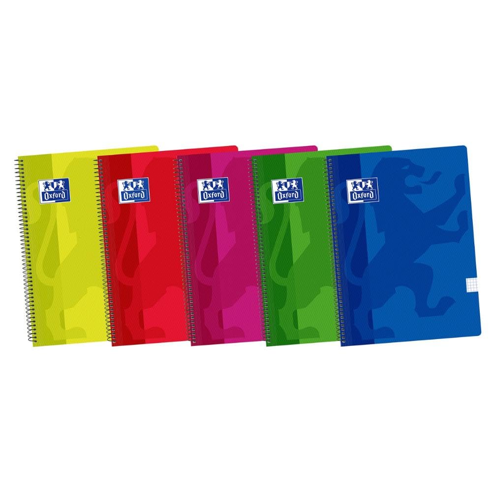 Oxford 941611 - 80-sheet folio notebook, 4x4 grid, assorted colors