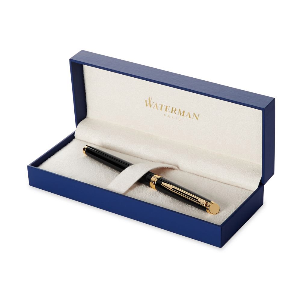 Waterman Hemisphere Fountain Pen, Matte Black with 23k Gold Trim, Medium Nib with Blue Ink