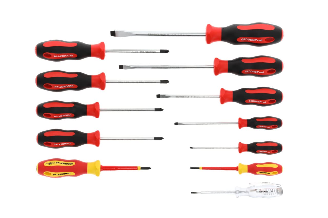 GEDORE red 12-pc. Screwdriver set, Screwdriver set (VDE) slotted/cruciform, Phase tester, Tool, R38002012