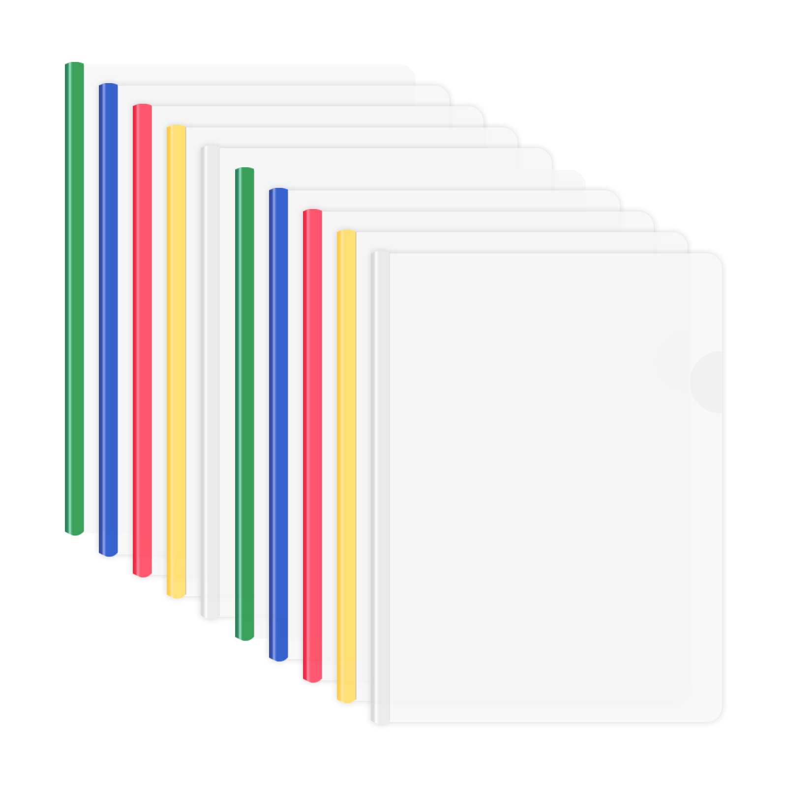 A4 Report Covers with Sliding Bar, 10 PCS Clear Report Cover, Plastic File Covers, Presentation File Folders Cover, Slide Binder and Cover for File Doucument Organizer.40 Sheet Capacity (Colorful)