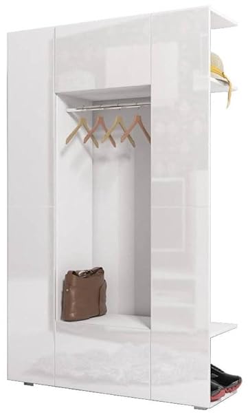 JUSTyou Cube Garderobenset Garderobe Garderobenschrank (HxBxT): 190x120x37 cm Weiß Matt | Weiß Hochglanz