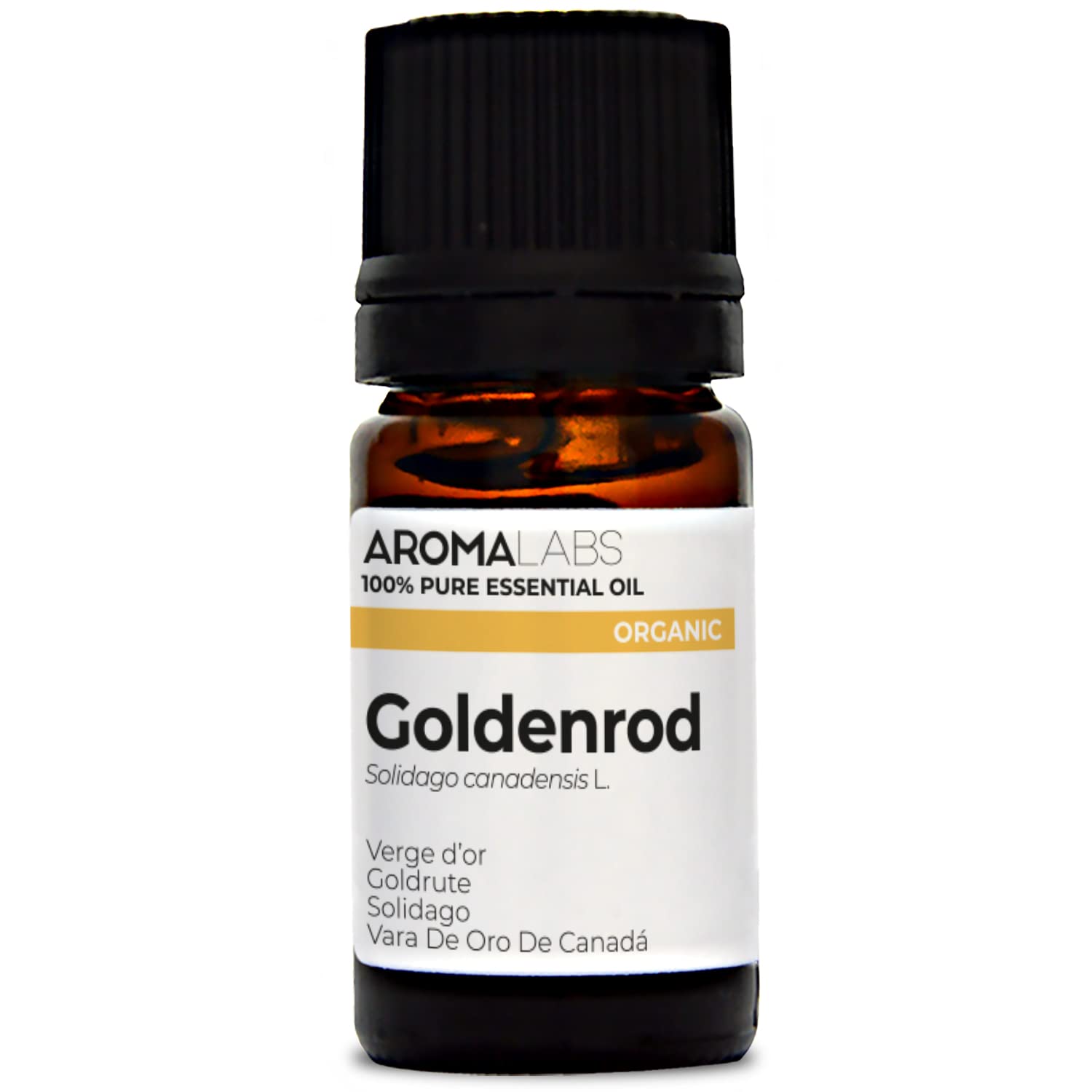 BIO - Goldenrod Essential Oil - 5mL - 100% Pure, Natural, Chemotyped and AB/Cosmos Certified - AROMA LABS (French Brand)