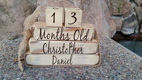 Vintage Baby Age Calendar Blocks Month Tracker Mothers Day Fathers Day